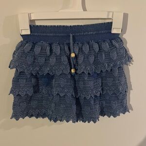 Blue Crochet Ruffle Skirt